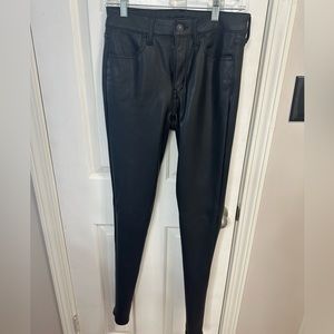American Eagle Black Faux Leather Super Stretch Jeggings 4 Extra Long